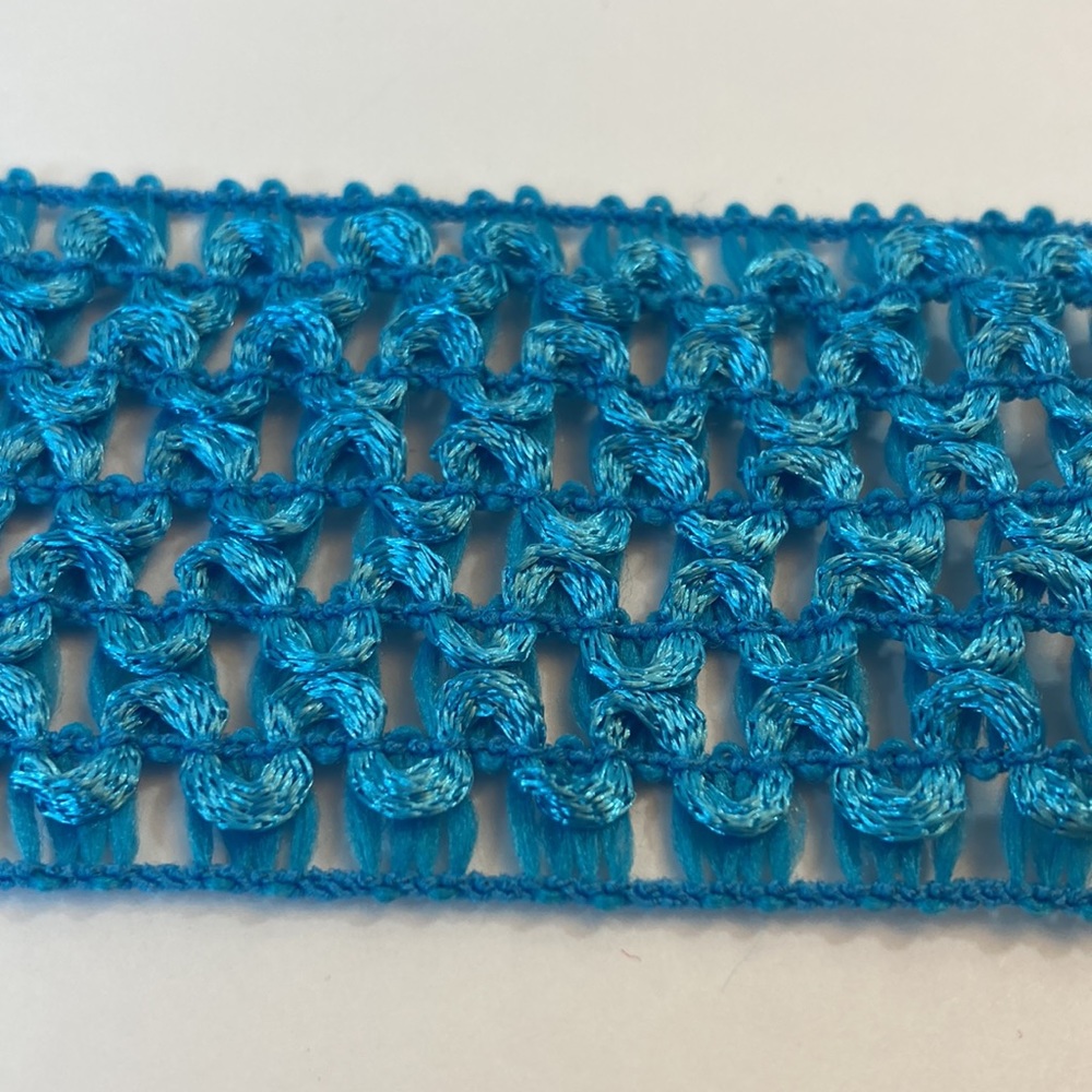 Bright Blue Elastic Crochet Trim 1 3/4" 5 Yards Sewing Ribbon Crafts